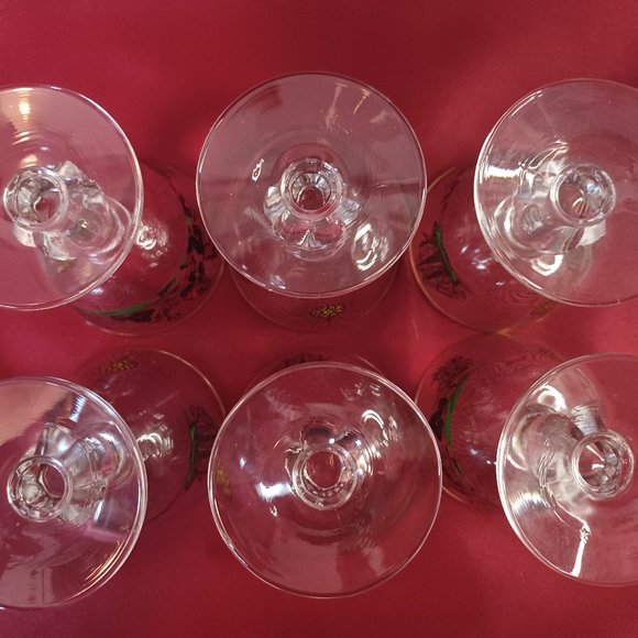 Midcentury Vintage Set of 6 Libbey Treasure Island Motif Pedestal Glasses - Picture 10 of 12